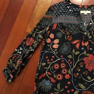 LOFT Floral Blouse Navy
